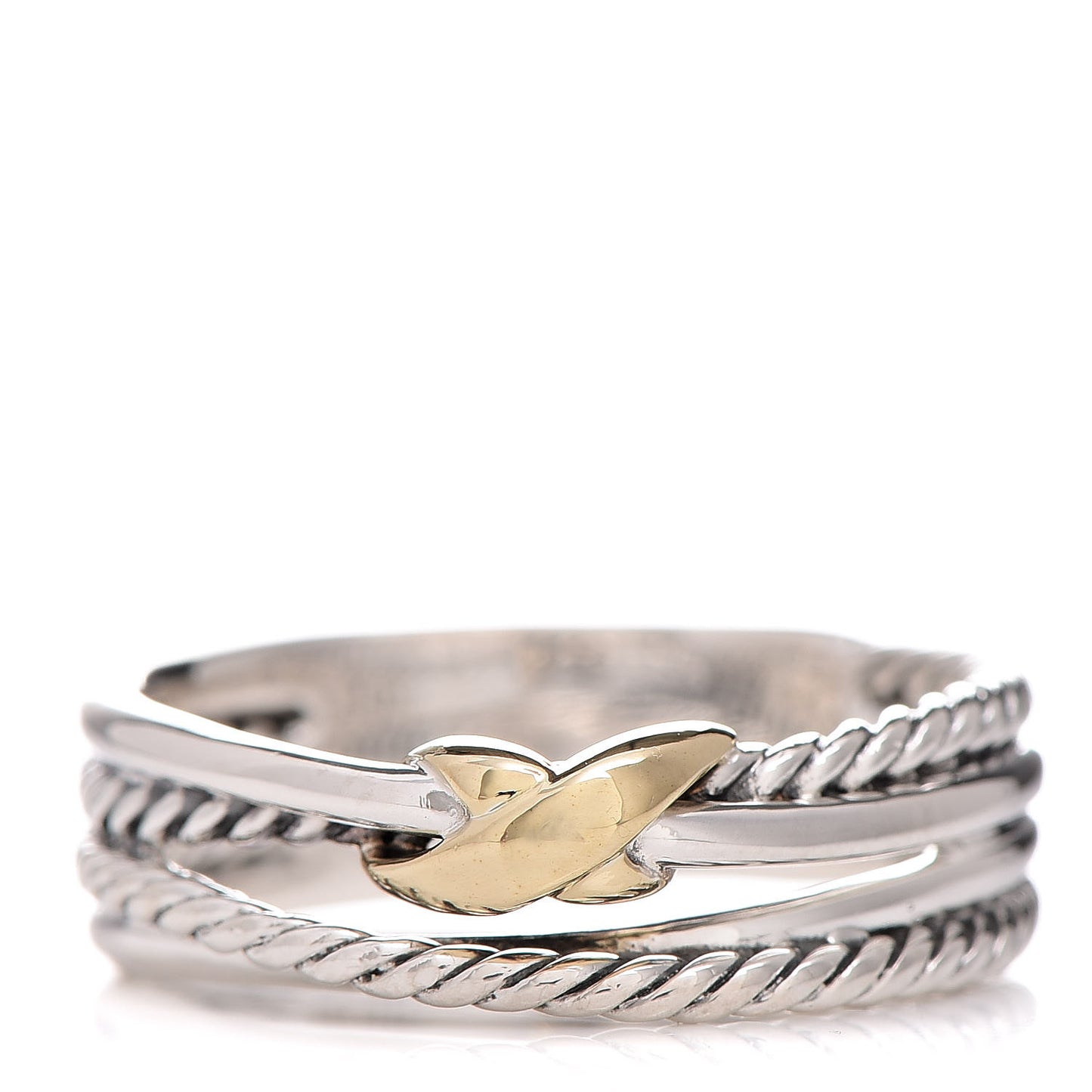 Sterling Silver 18K Yellow Gold 6mm X Crossover Ring 54 7.5