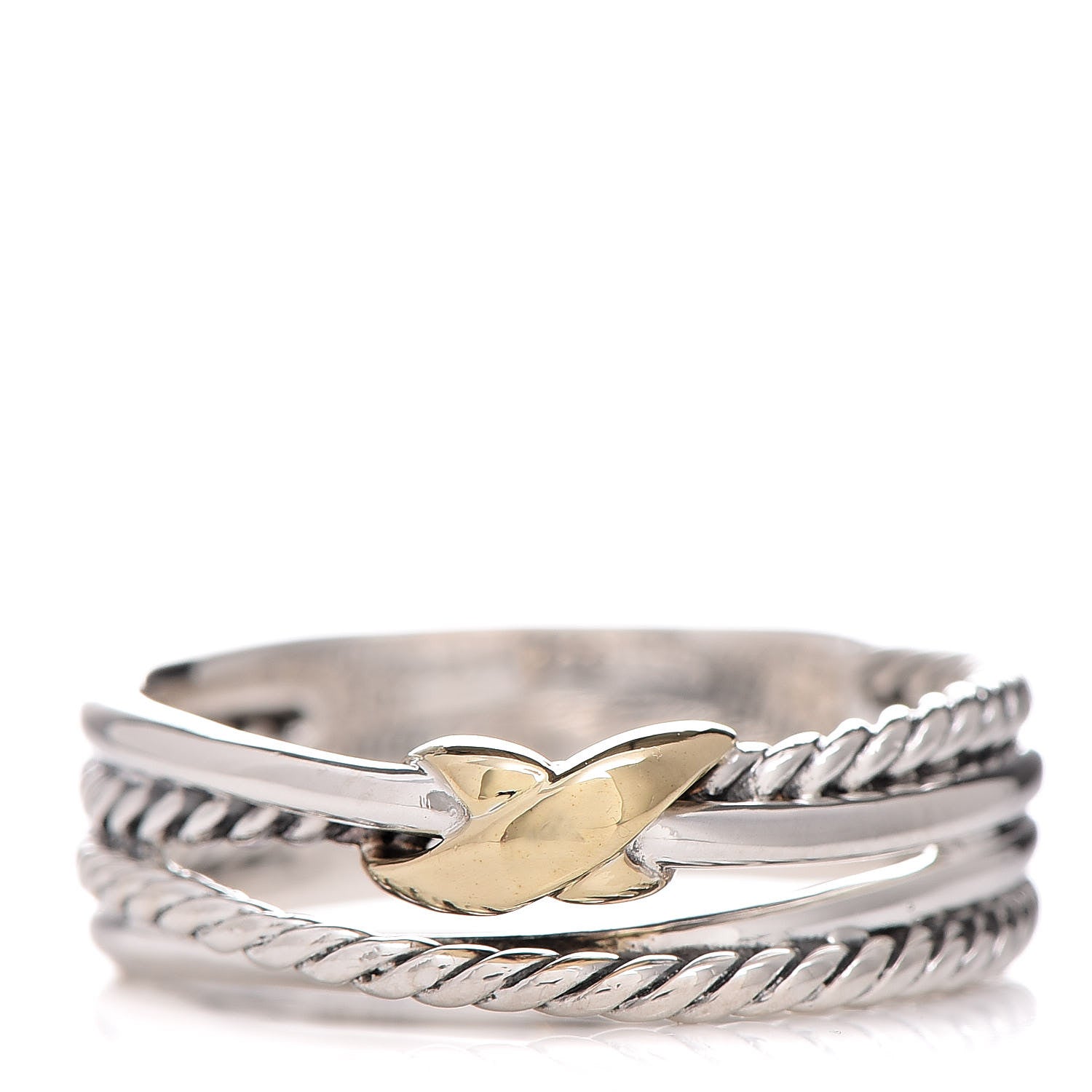 David Yurman Sterling Silver 18K Yellow Gold 6mm X Crossover Ring 54 7.5 1 of 4