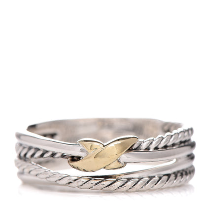 David Yurman Sterling Silver 18K Yellow Gold 6mm X Crossover Ring 54 7.5 1 of 4