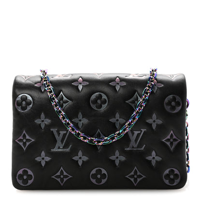 Louis Vuitton Lambskin Embossed Monogram Scarabeo Pochette Coussin Black 1 of 9