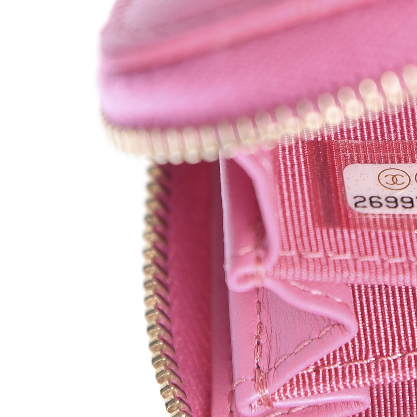 Caviar Quilted Zip Coin Purse Pink