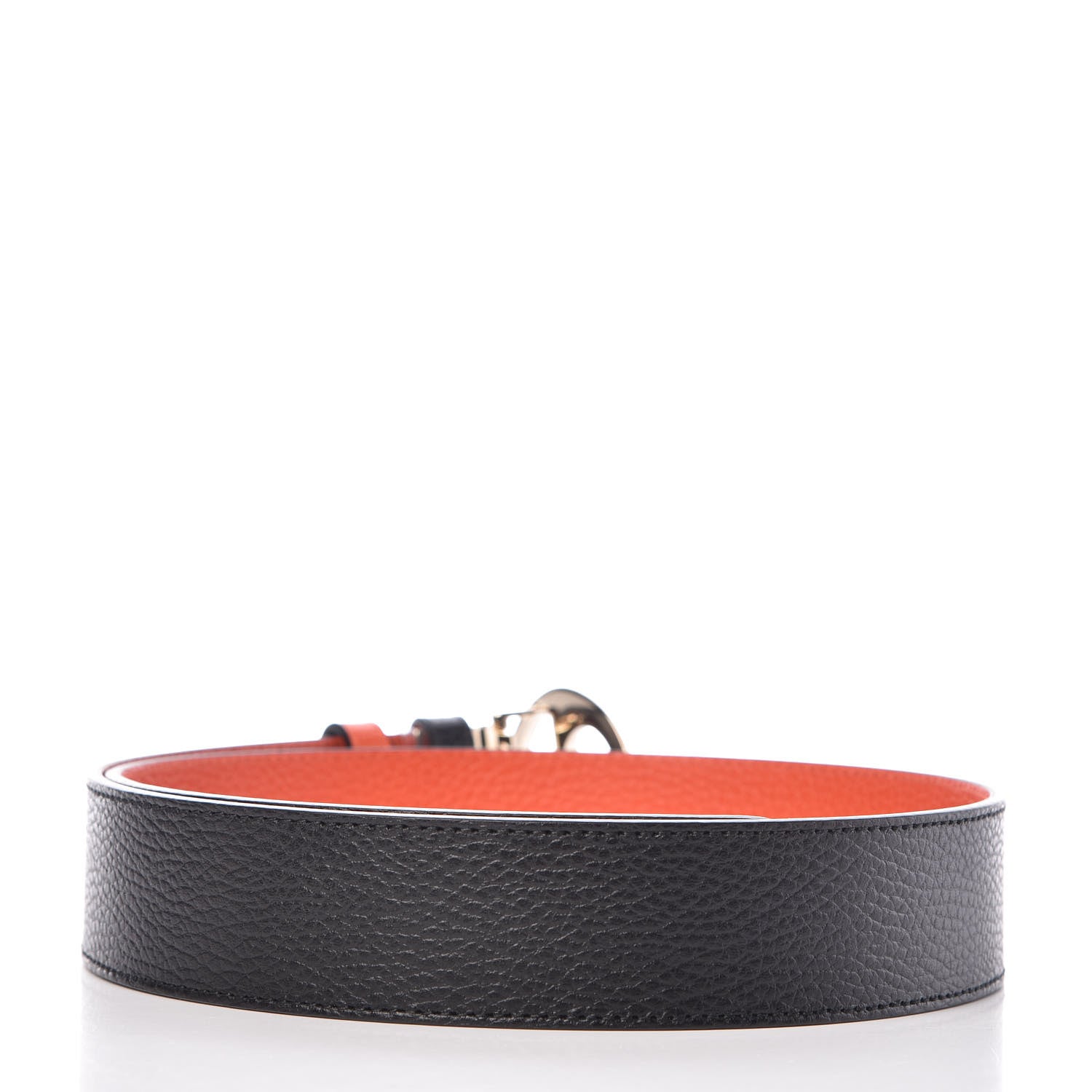 Gucci Calfskin 1973 Reversible Belt 85 34 Orange Black 3 of 7