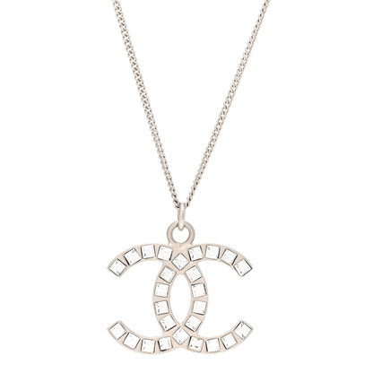 Chanel Baguette Crystal CC Necklace Silver 4 of 6