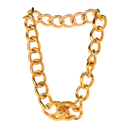 Chanel Chain Link CC Turn Lock Choker Necklace Gold 3 of 4