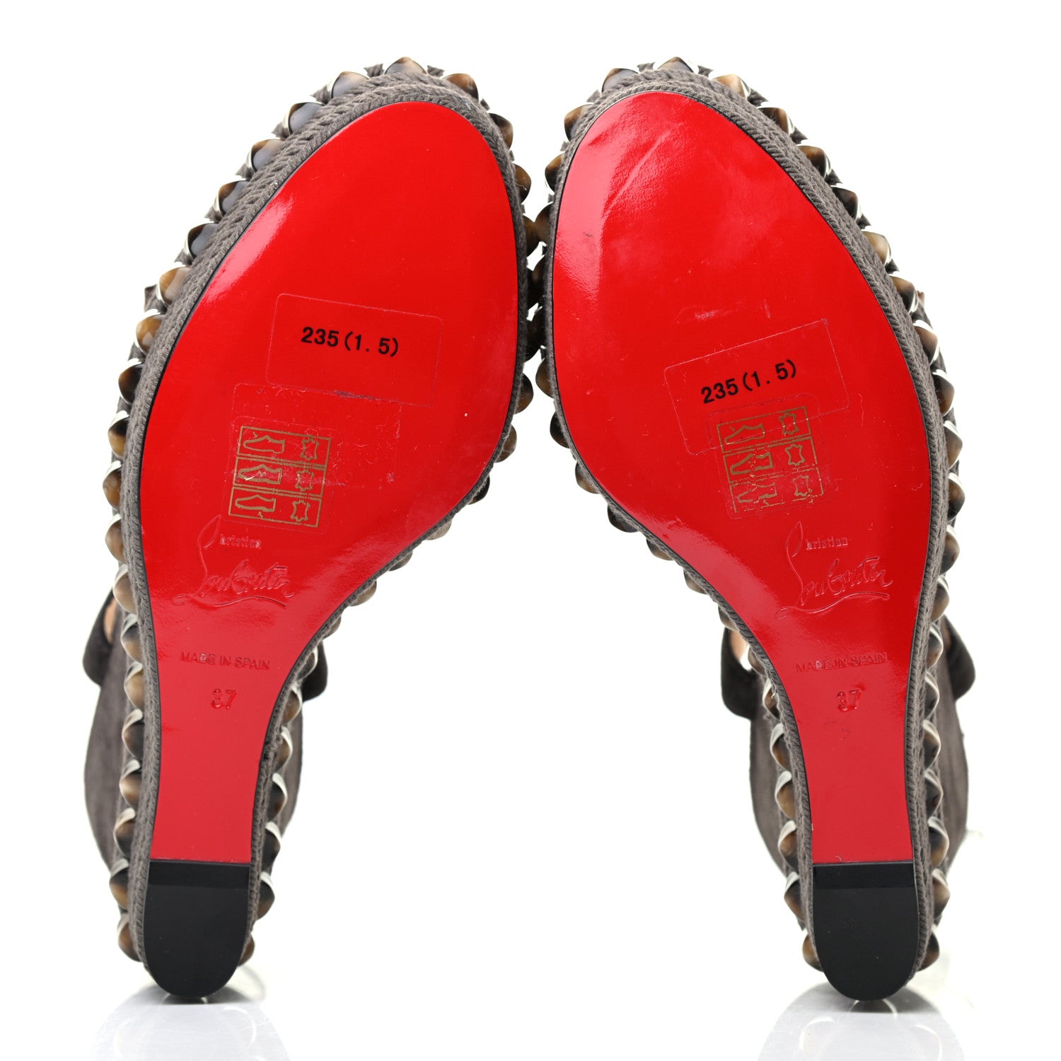 Christian Louboutin Veau Velours Cataclou 120 Wedge Sandals 37 Sand 5 of 7