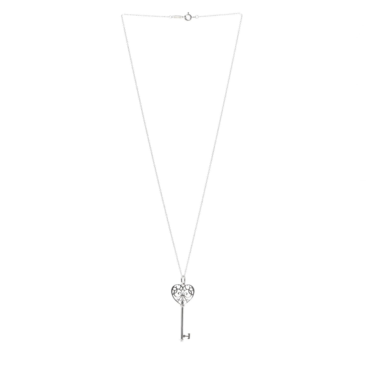 Tiffany Sterling Silver Enchant Heart Key Pendant Necklace 3 of 6