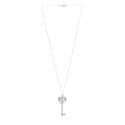 Tiffany Sterling Silver Enchant Heart Key Pendant Necklace 3 of 6