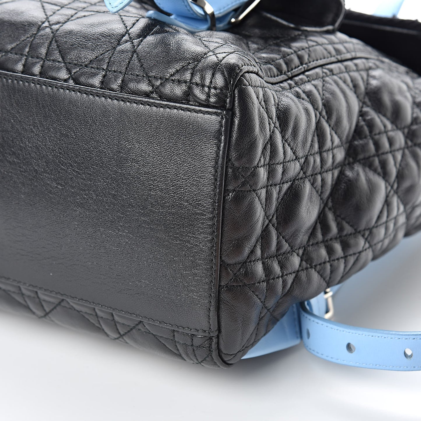 Lambskin Cannage Embellished Small Stardust Backpack Light Blue Black