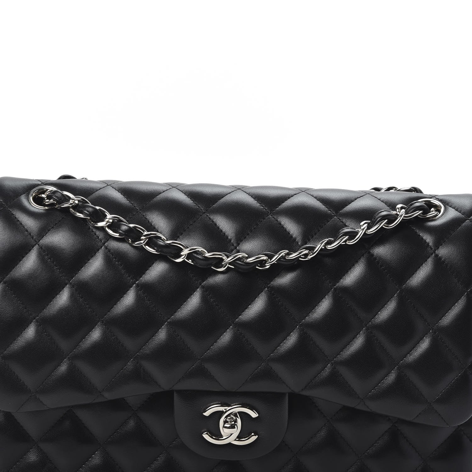 Chanel Lambskin Quilted Jumbo Double Flap Black 9 of 9