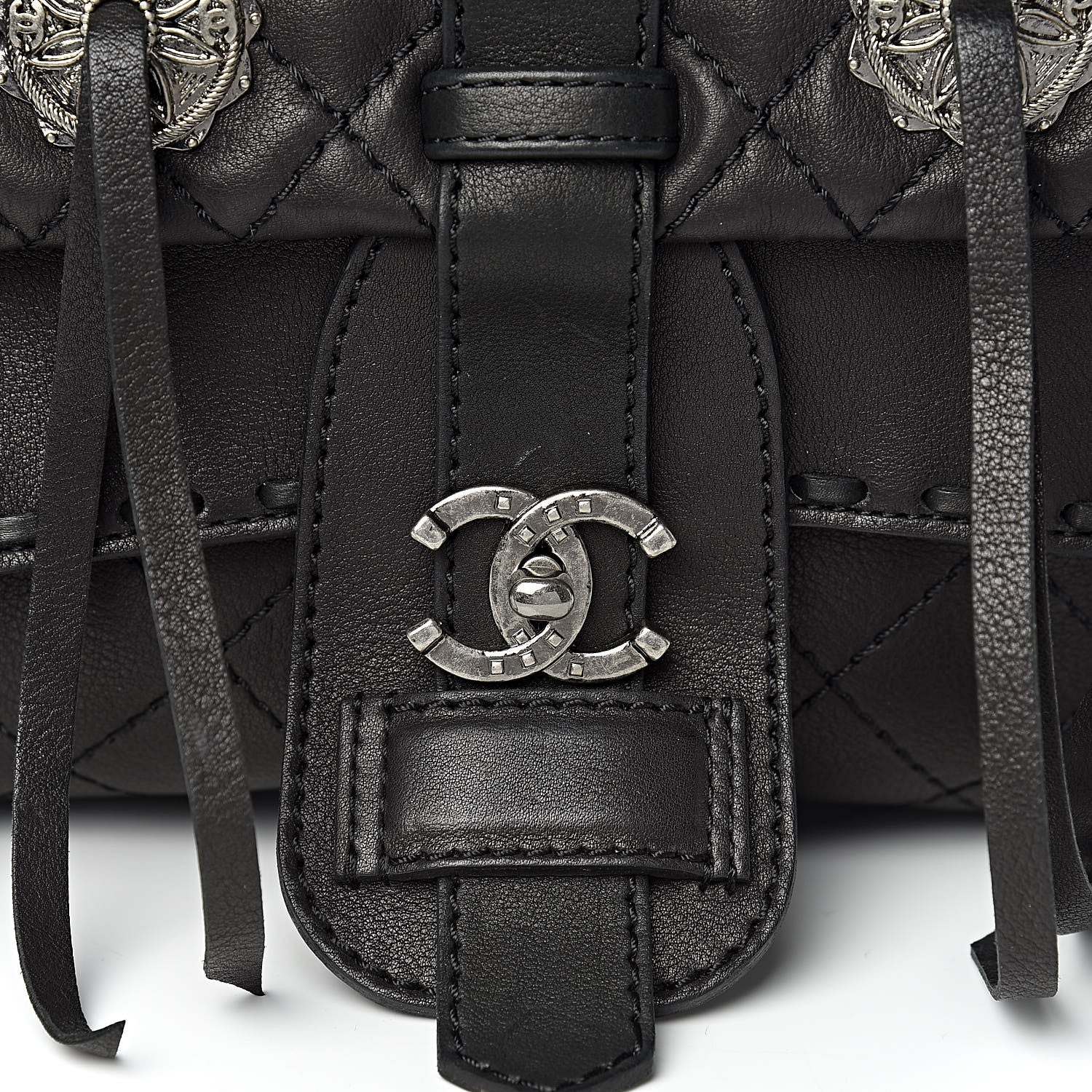 Chanel Calfskin Quilted Dallas Saddle Bag Black 8 of 12