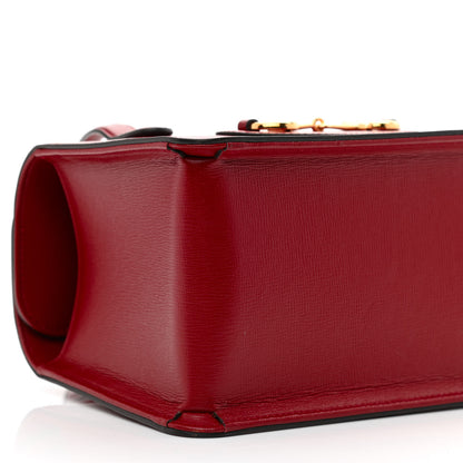 Gucci Textured Calfskin Mini Horsebit 1955 Foldover Top Handle Bag Red 9 of 10