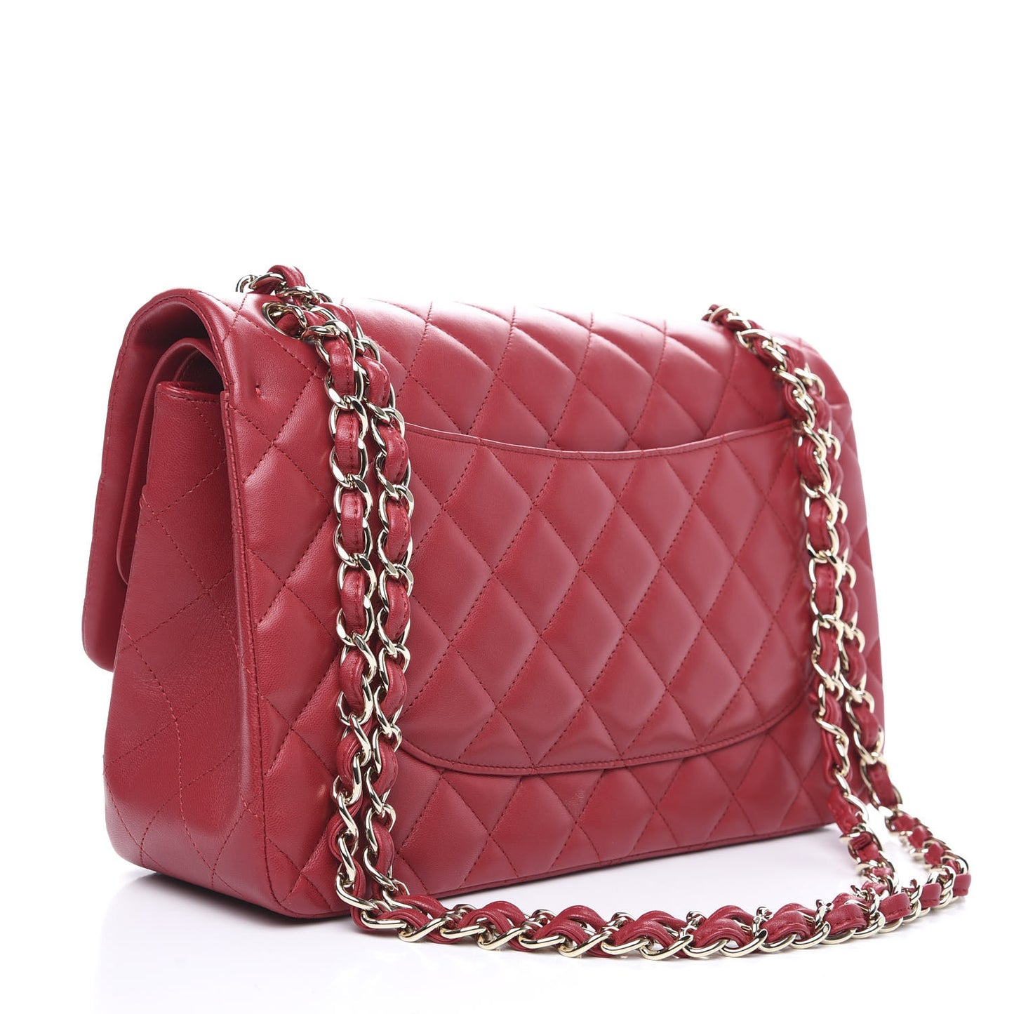 Lambskin Quilted Jumbo Double Flap Red