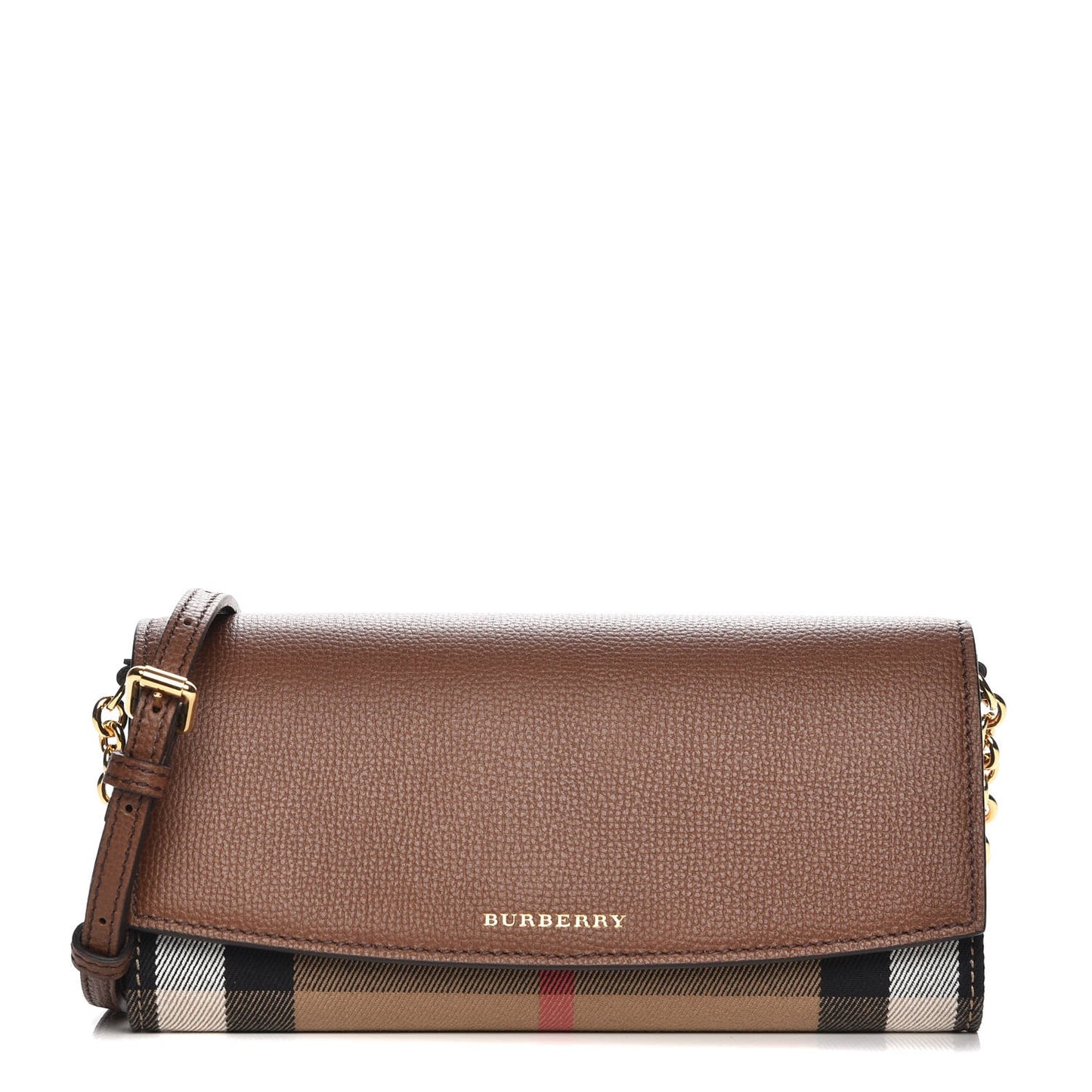 Derby Calfskin House Check Henley Wallet On Chain Tan