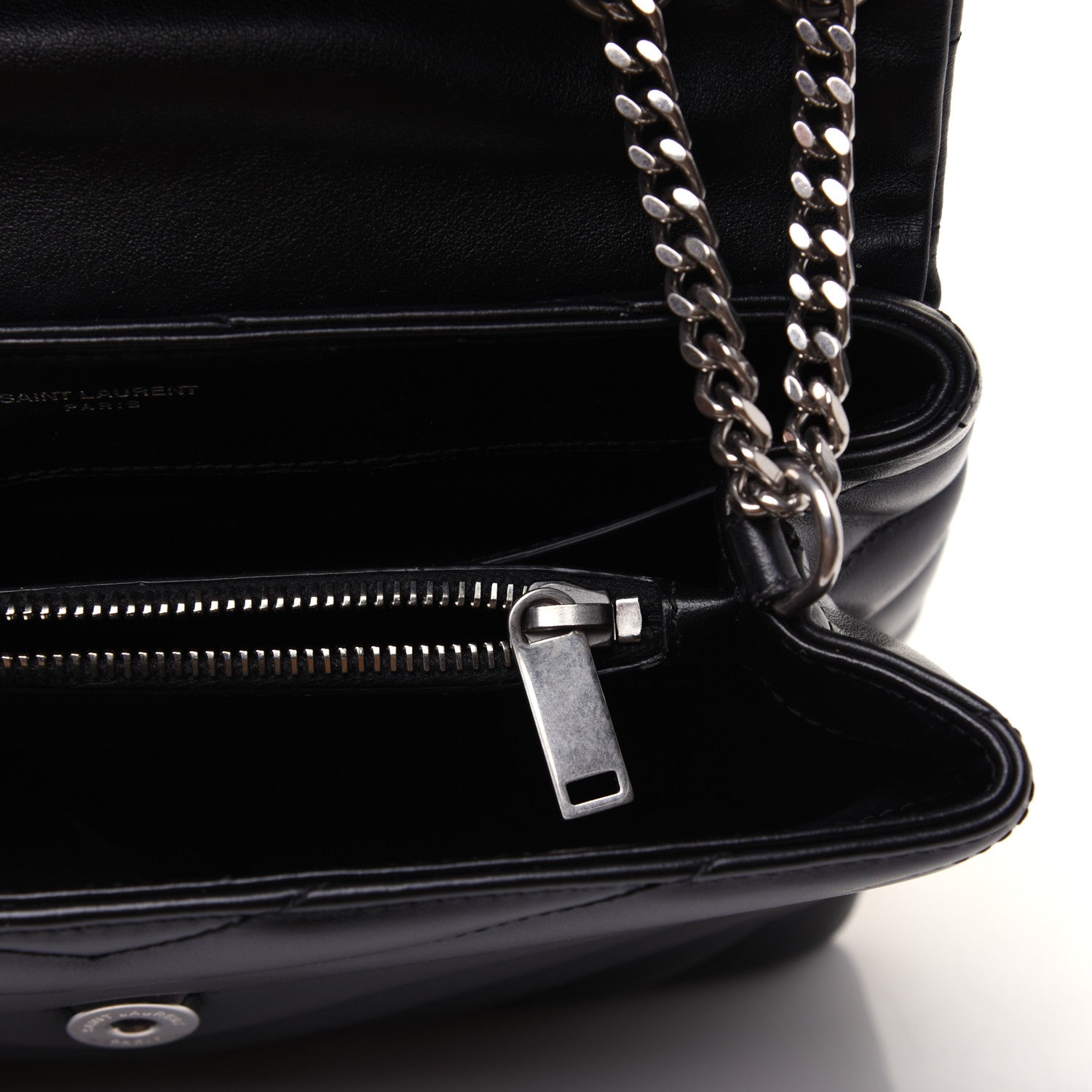 Saint Laurent Calfskin Y Quilted Monogram Small Loulou Chain Satchel Black 12 of 19