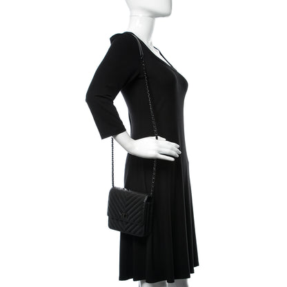 Chanel Aged Calfskin Chevron Quilted Reissue 2.55 Square Wallet On Chain WOC So Black 2 of 10