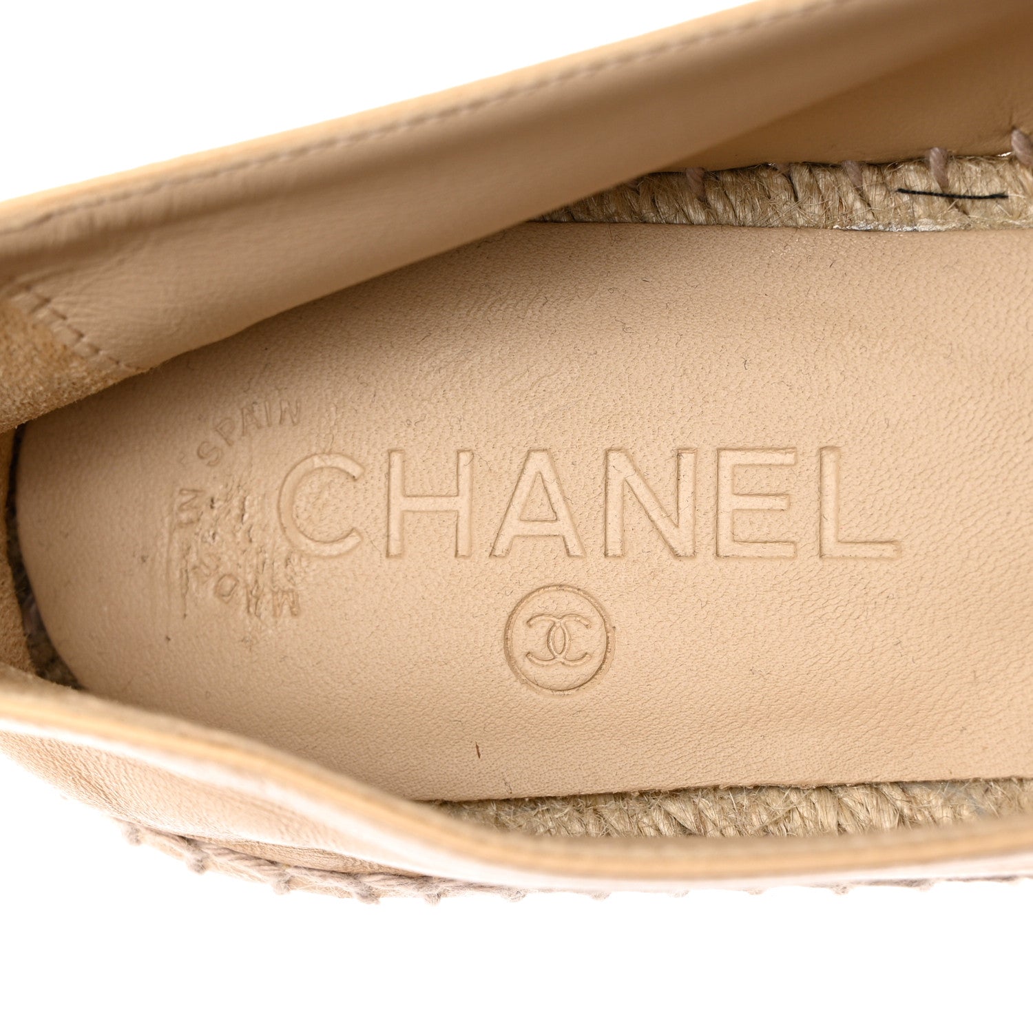 Chanel Lambskin CC Espadrilles 39 Beige Black 6 of 10
