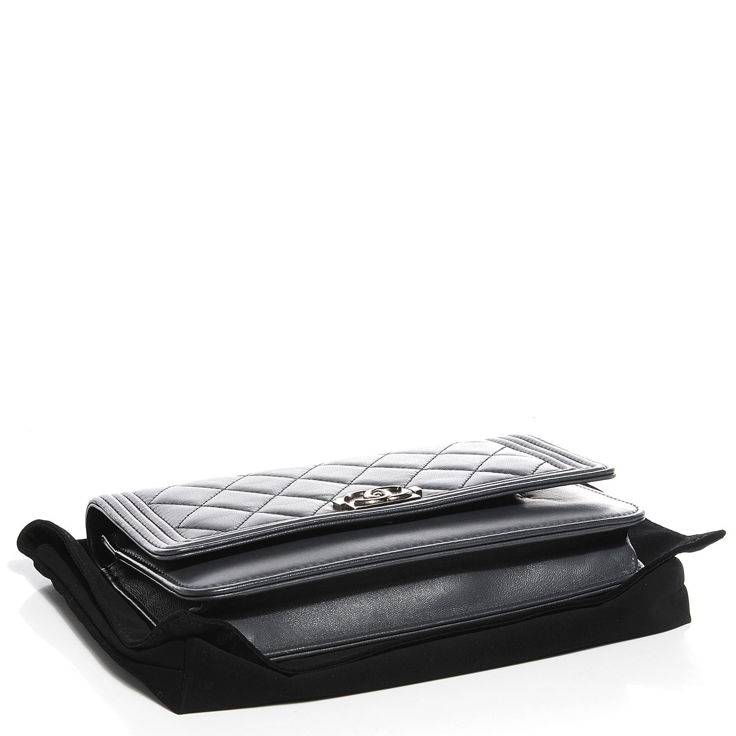 Chanel Lambskin Quilted Boy Wallet On Chain WOC Grey 4 of 8