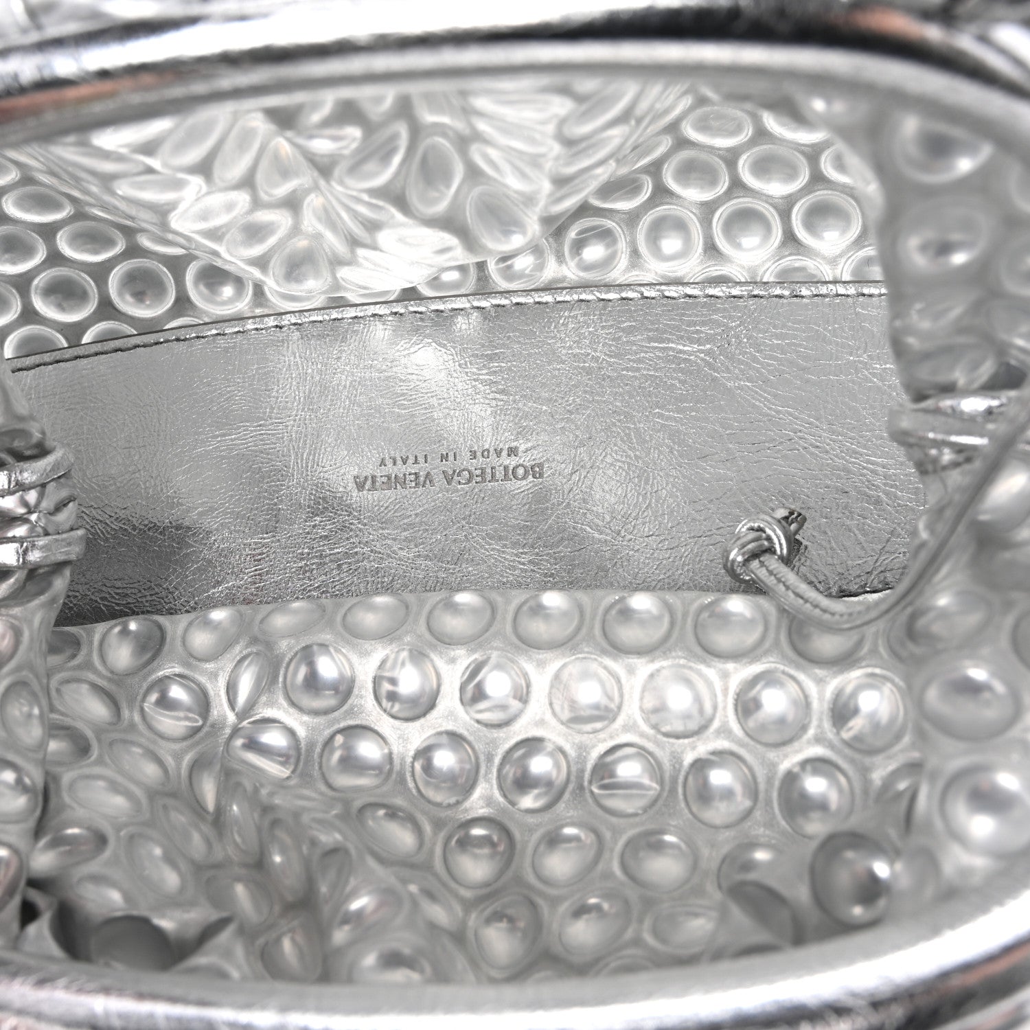 Bottega Veneta Metallic Fabric Bubble Wrap The Mini Pouch Silver 5 of 9