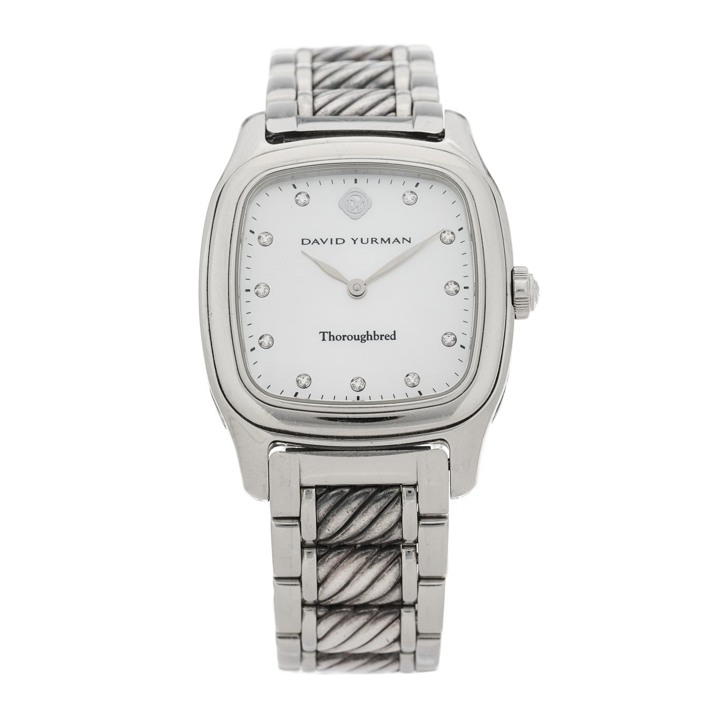 DAVID YURMAN Stainless Steel Diamond Mother of Pearl 25mm Thoroughbred Quartz Watch