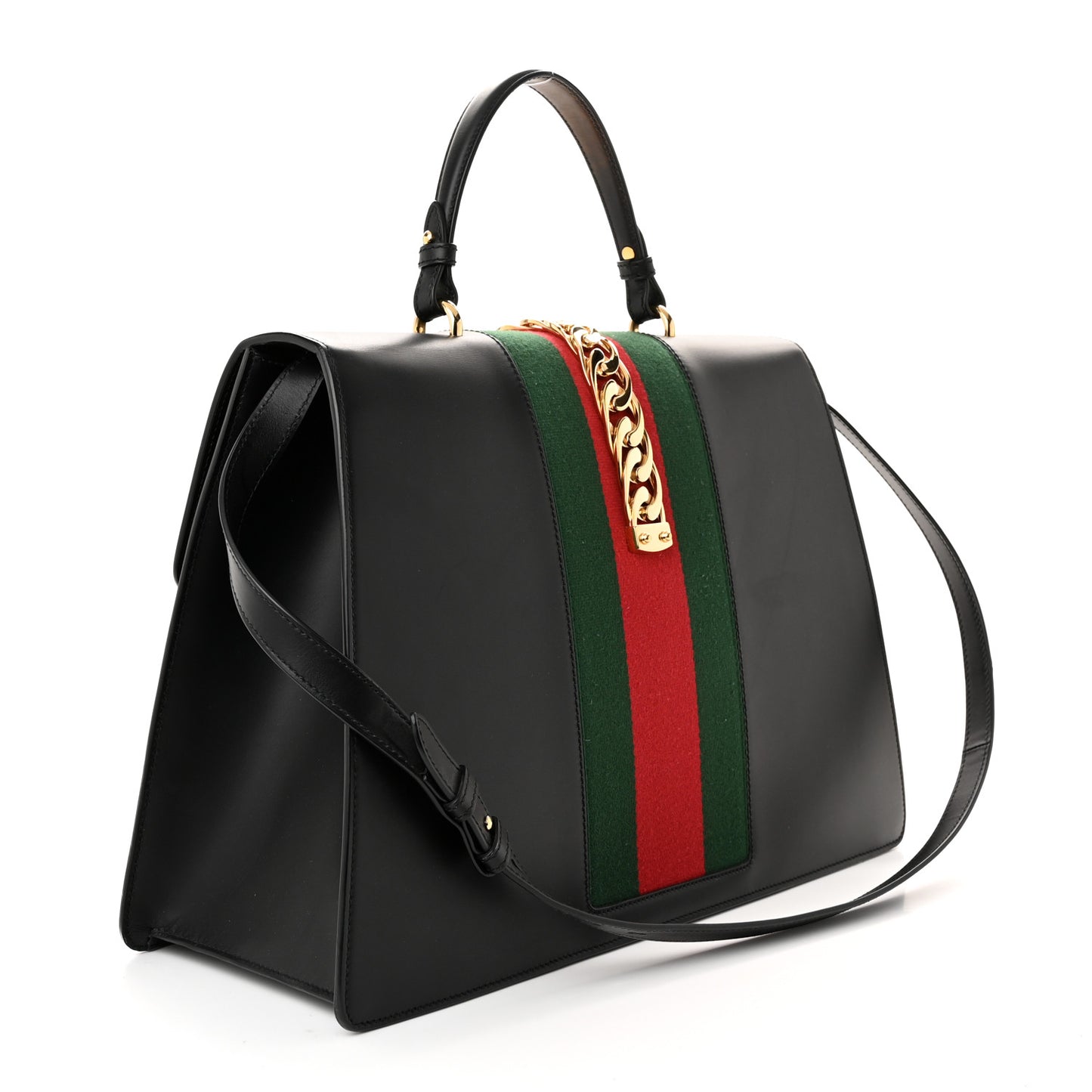 Calfskin Maxi Sylvie Top Handle Bag Black