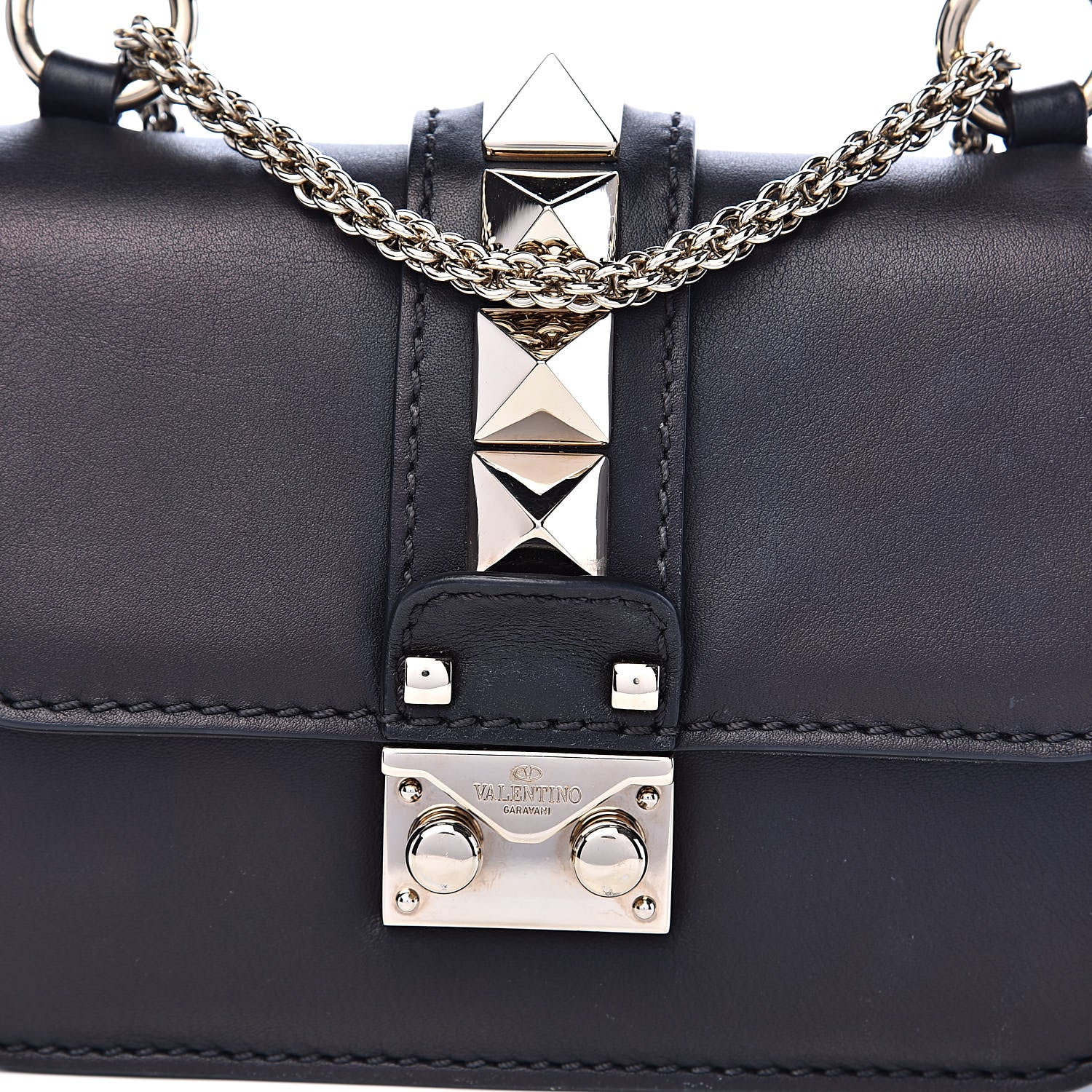Valentino Garavani Vitello Mini Glam Lock Rockstud Flap Black 11 of 12