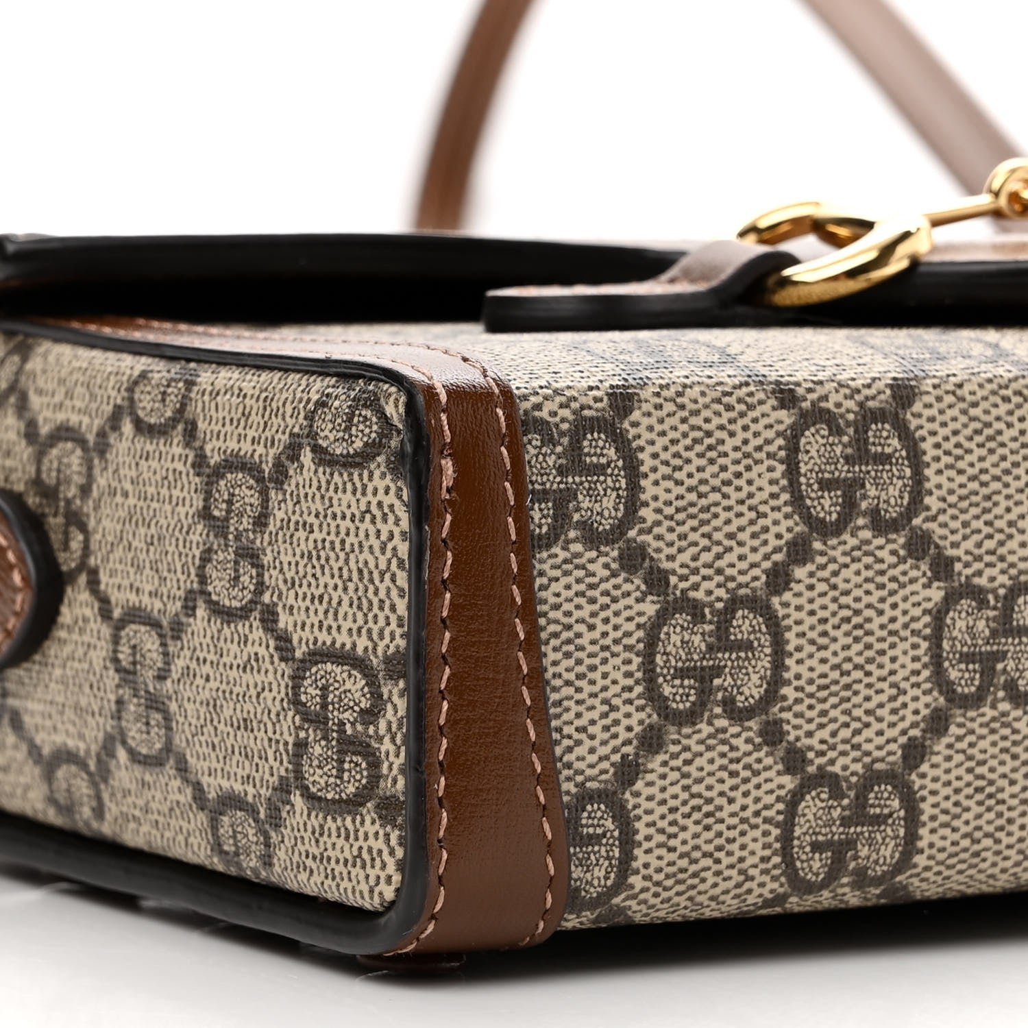 Gucci GG Supreme Monogram Mini Horsebit 1955 Shoulder Bag Beige Brown Sugar 9 of 10
