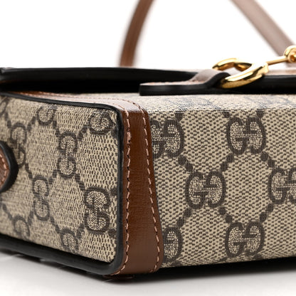Gucci GG Supreme Monogram Mini Horsebit 1955 Shoulder Bag Beige Brown Sugar 9 of 10