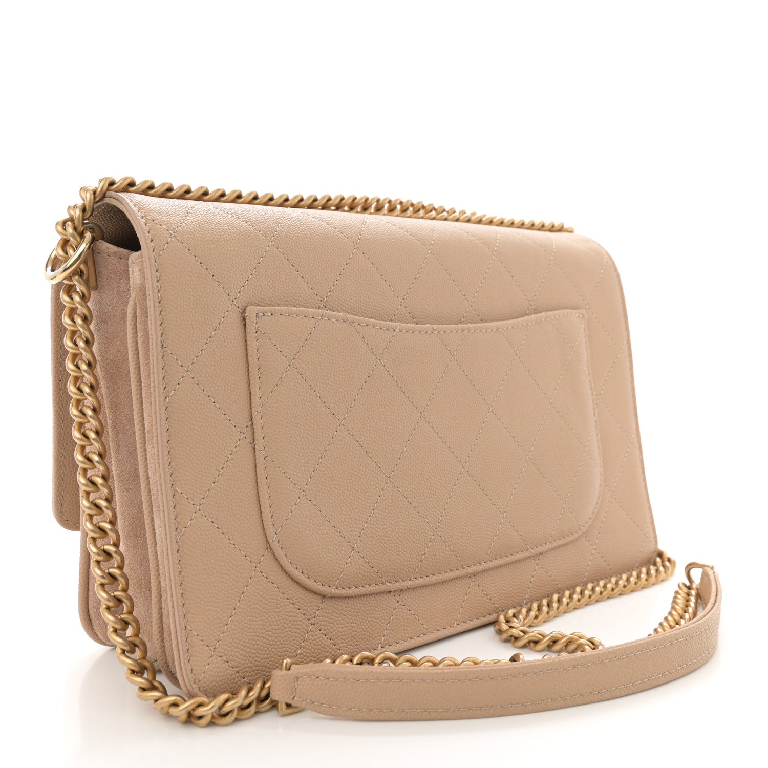 Chanel Grained Calfskin Stitched Enamel CC Flap Bag Beige 3 of 13