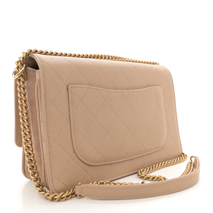 Chanel Grained Calfskin Stitched Enamel CC Flap Bag Beige 3 of 13