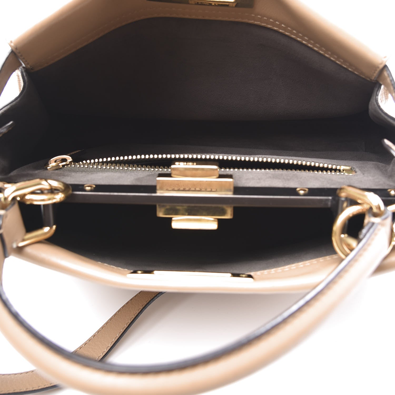 Fendi Vitello Seta Medium Peekaboo Iconic Satchel Cuoio 4 of 9