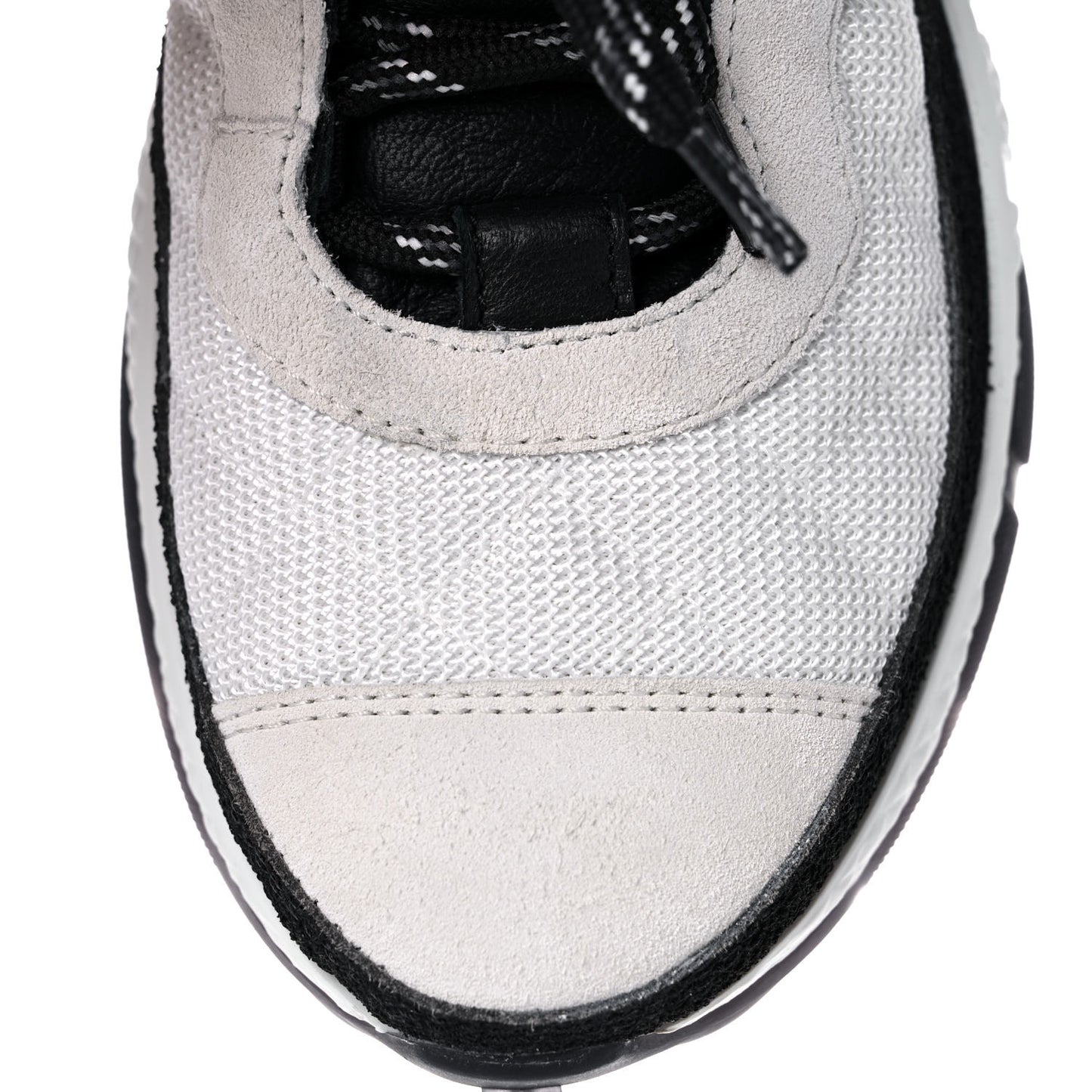 Mesh Suede Calfskin Quilted Sneakers 38 White Ivory
