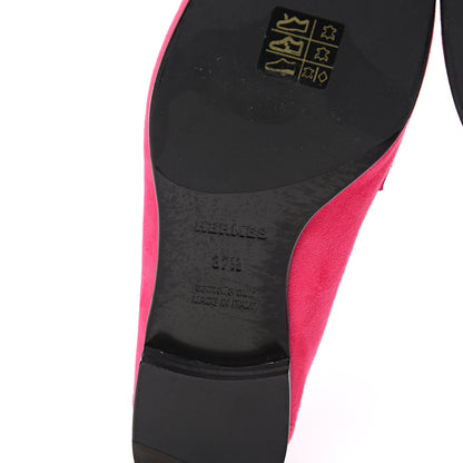 Hermes Suede Goatskin Paris Loafers 37.5 Rose Fuchsia 6 of 8