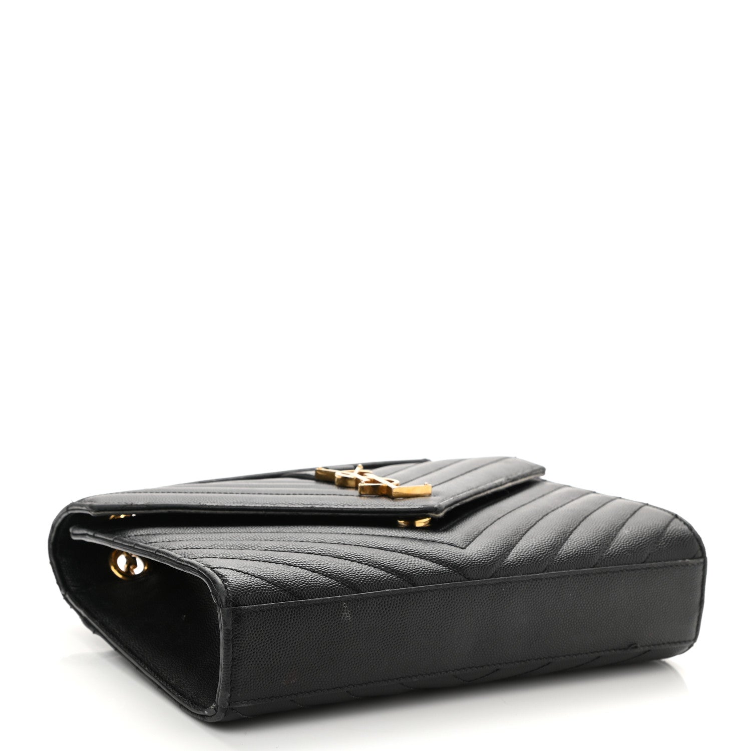 Saint Laurent Grain De Poudre Matelasse Chevron Medium Monogram Satchel Black 4 of 19