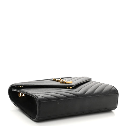 Saint Laurent Grain De Poudre Matelasse Chevron Medium Monogram Satchel Black 4 of 19