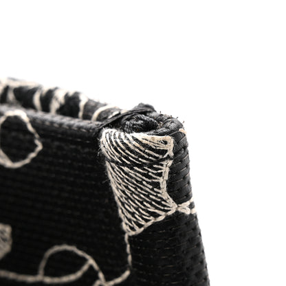 Christian Dior Canvas Embroidered Large Around The World Book Tote Black White 12 of 14