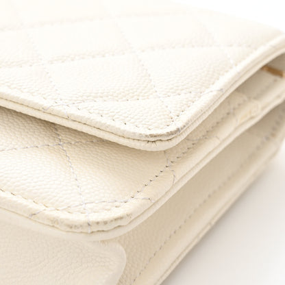 Chanel Caviar Quilted Wallet on Chain WOC White 13 of 14
