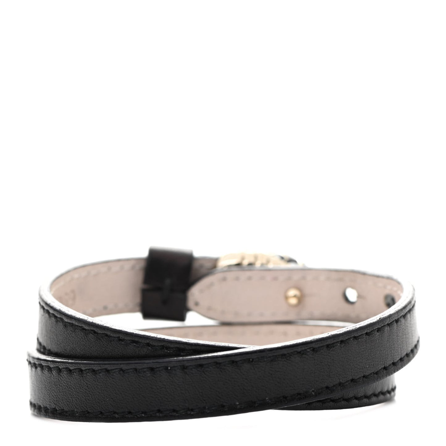 Calfskin Serpenti Forever Double Coil Bracelet Black