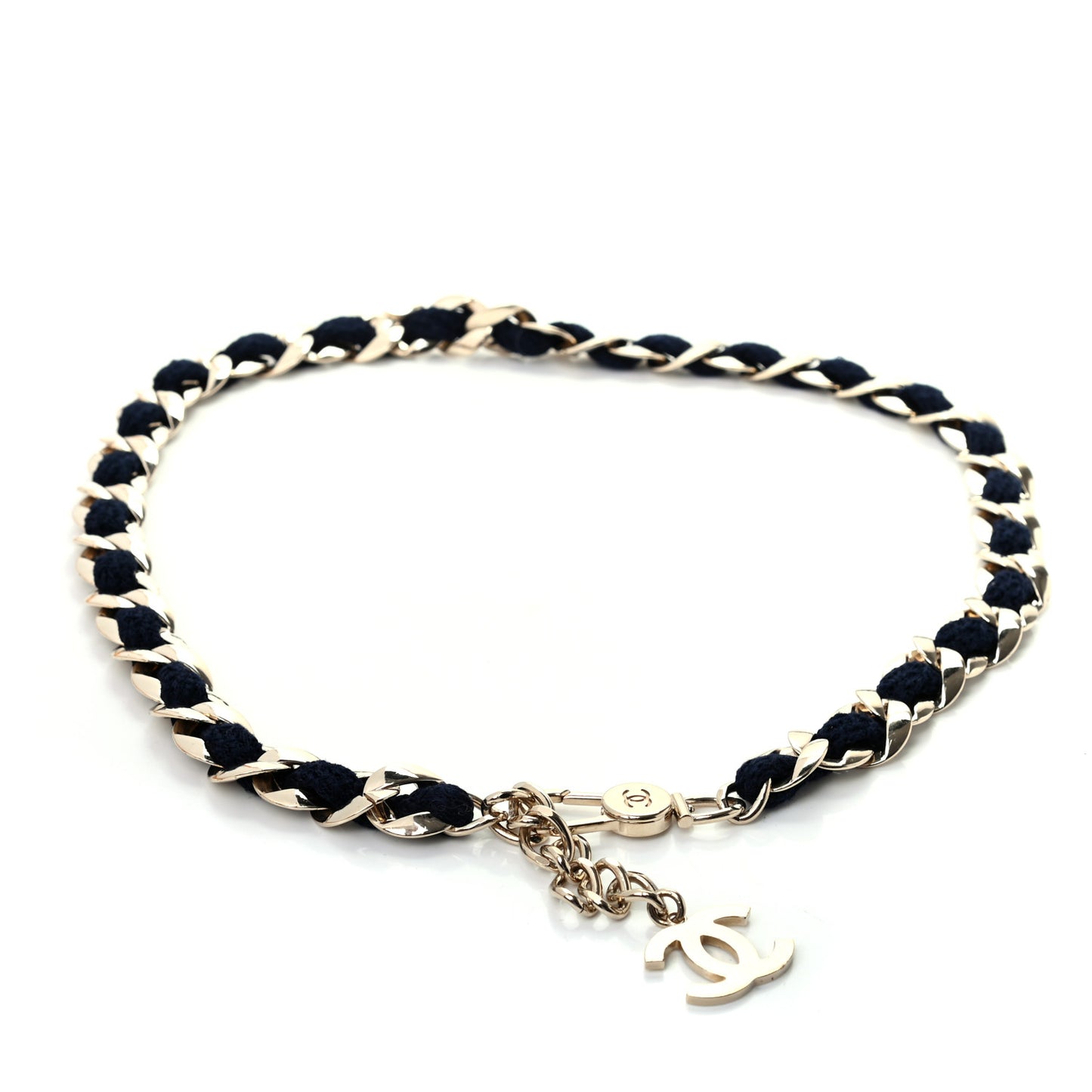 Terry Cloth Chain CC Medallion Belt Blue Gold