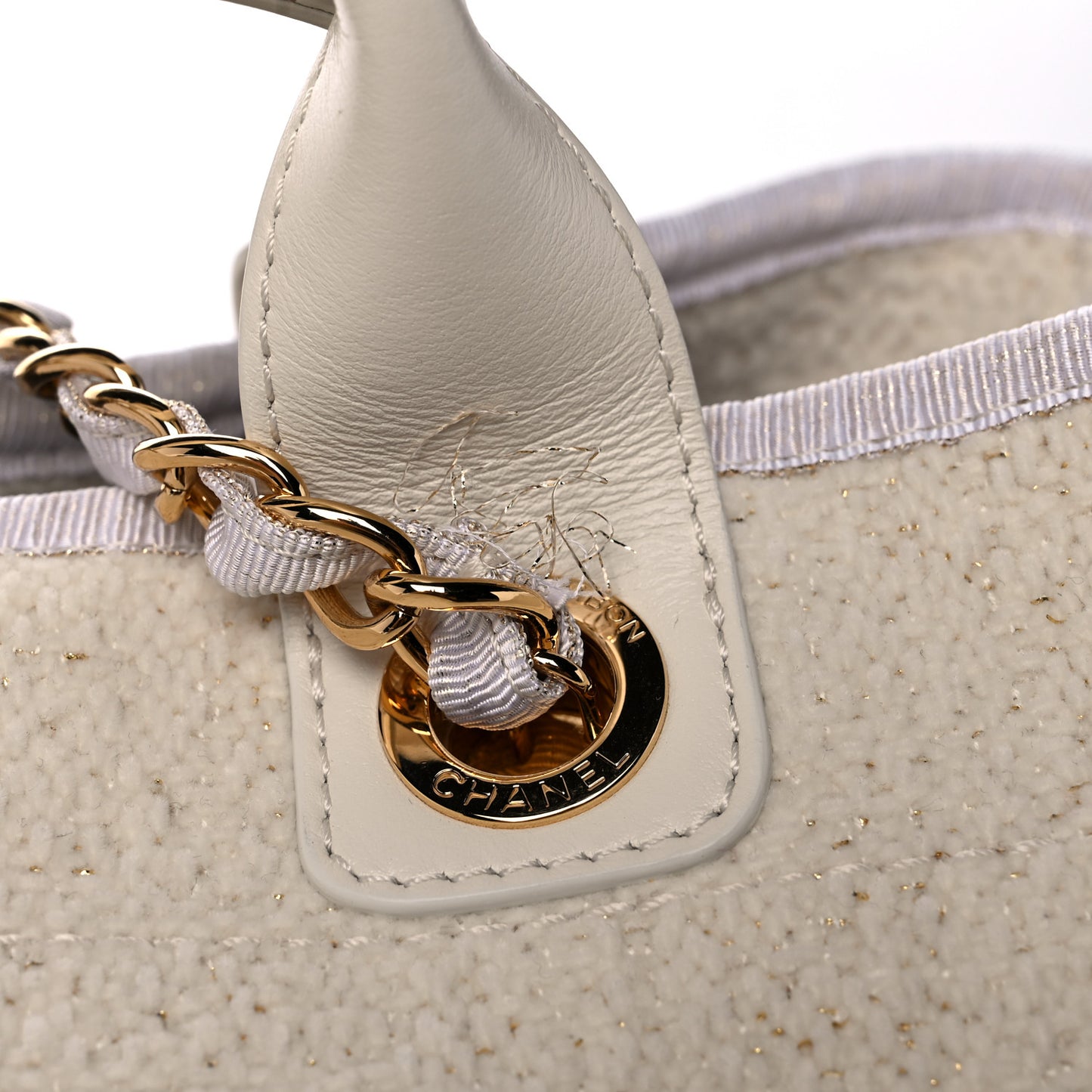 Lurex Boucle Large Deauville Tote White
