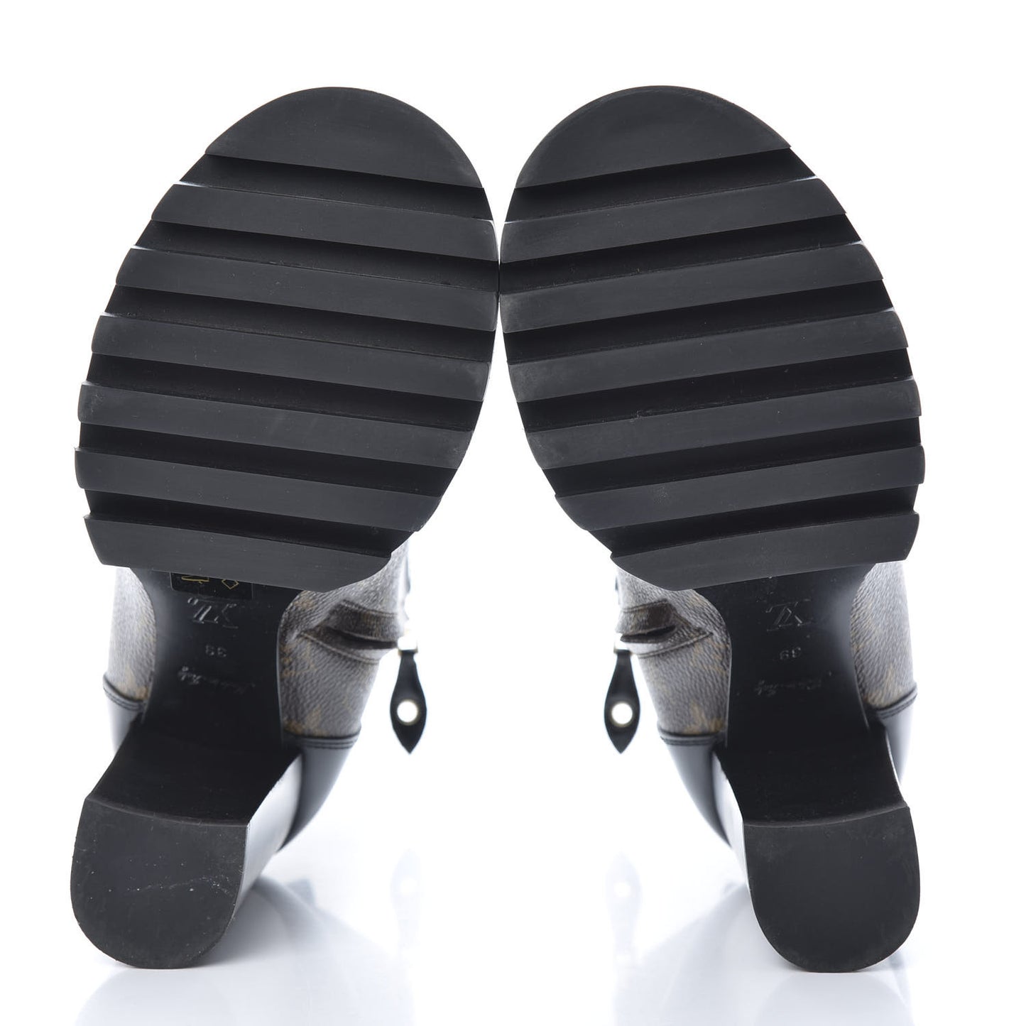 Patent Calfskin Monogram Star Trail Ankle Boots 39 Black