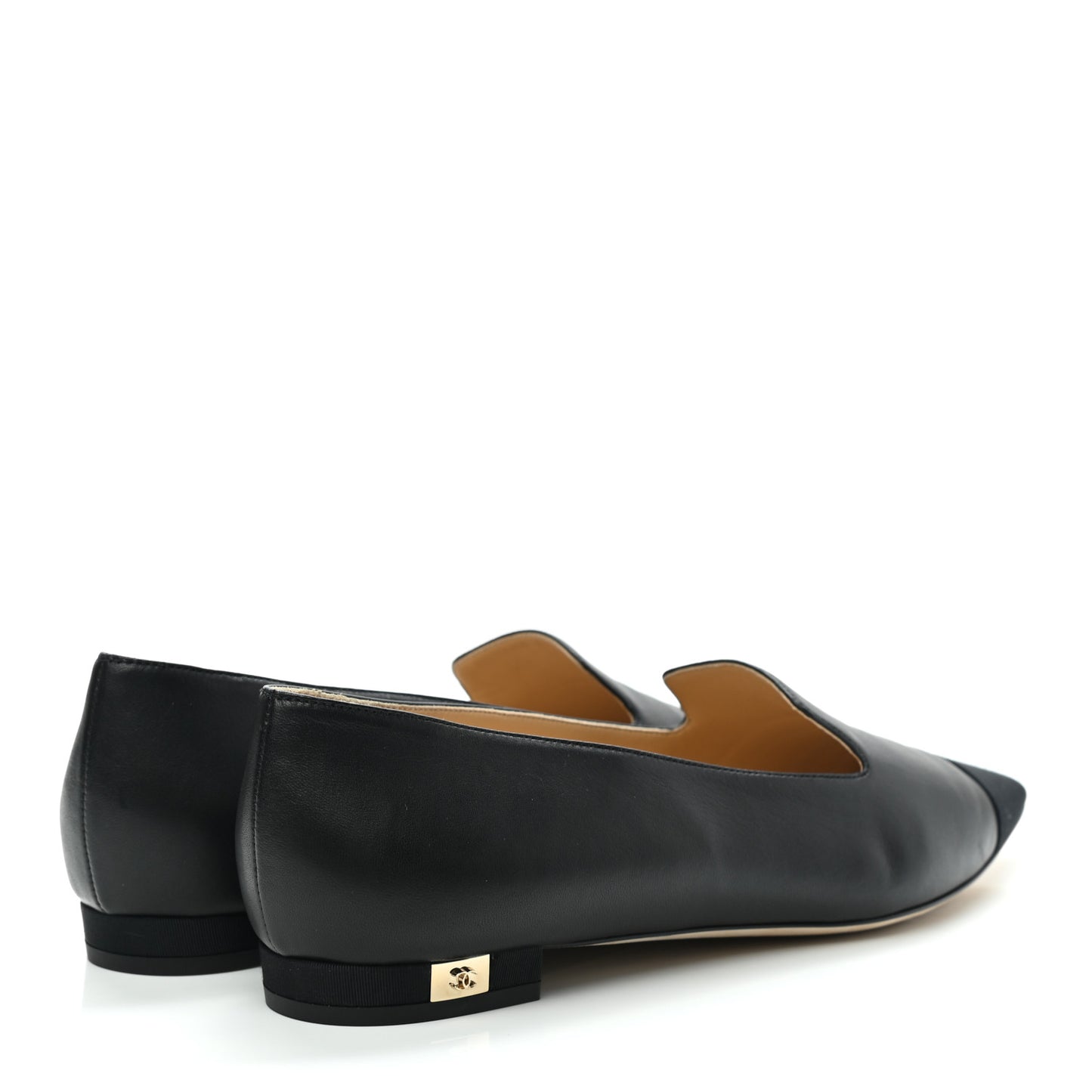 Lambskin Grosgrain Cap Toe Ballerina Flats 39.5 Black