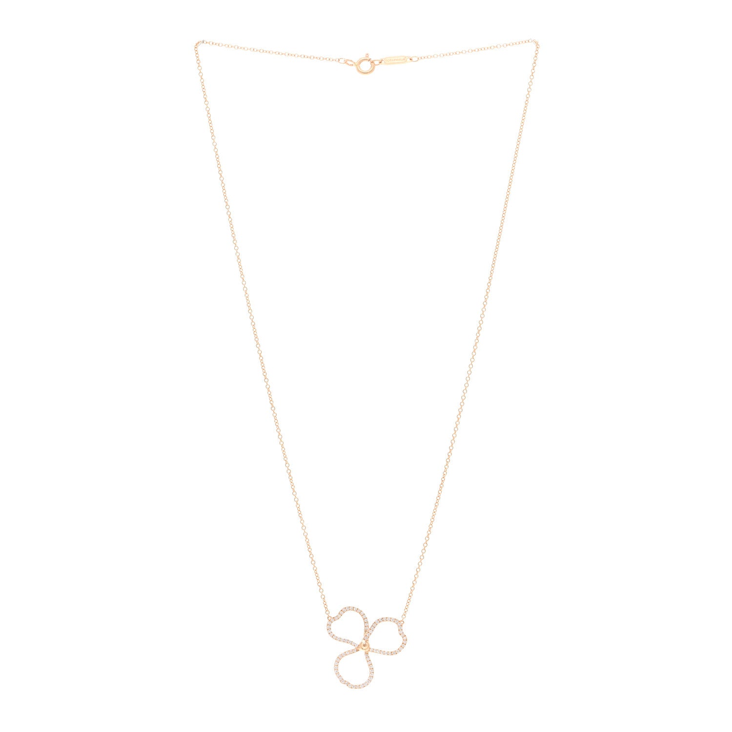 Tiffany 18K Rose Gold Diamond Open Flower Paper Flowers Pendant Necklace 3 of 5