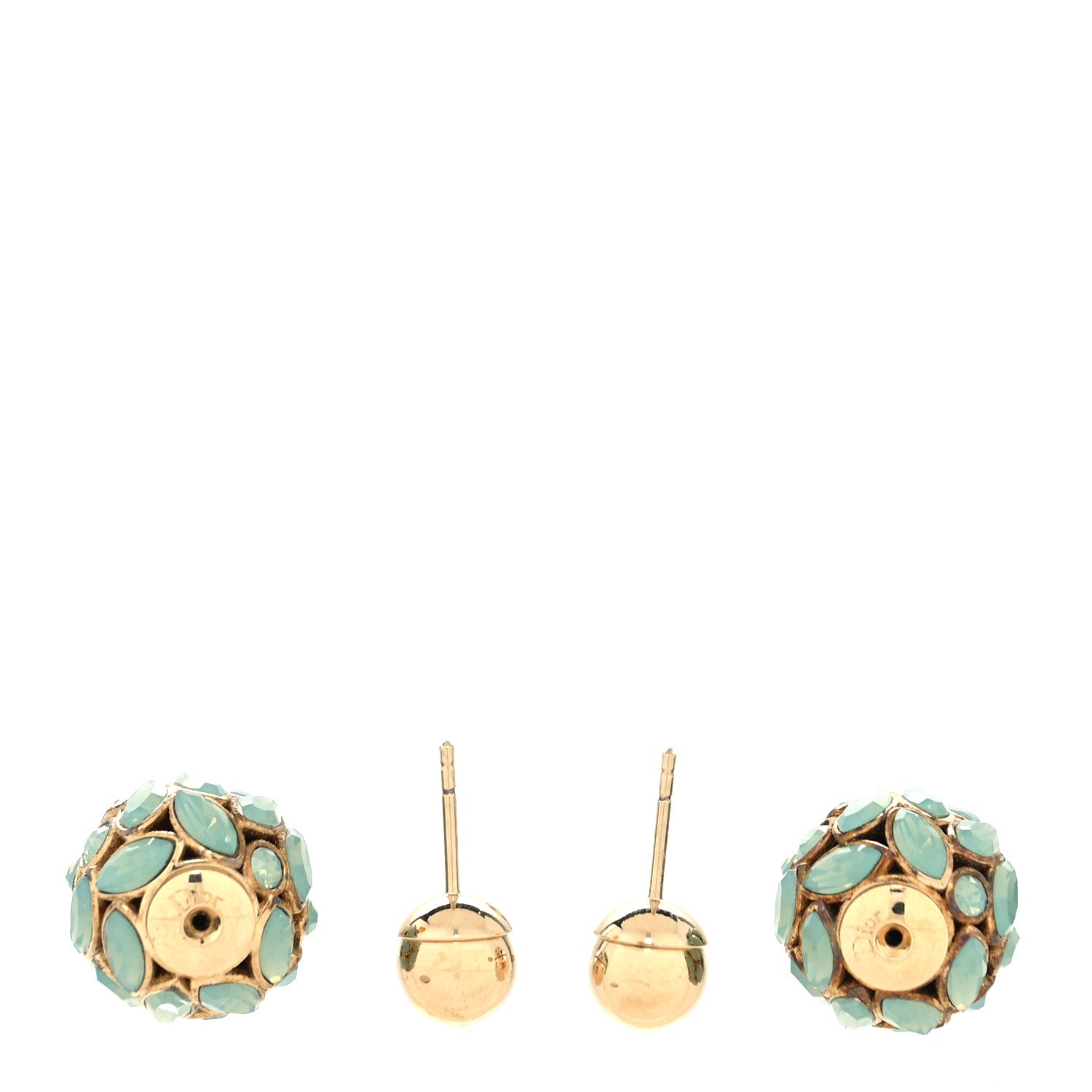 Christian Dior Metal Crystal Mise En Dior Tribal Earrings Green 3 of 4