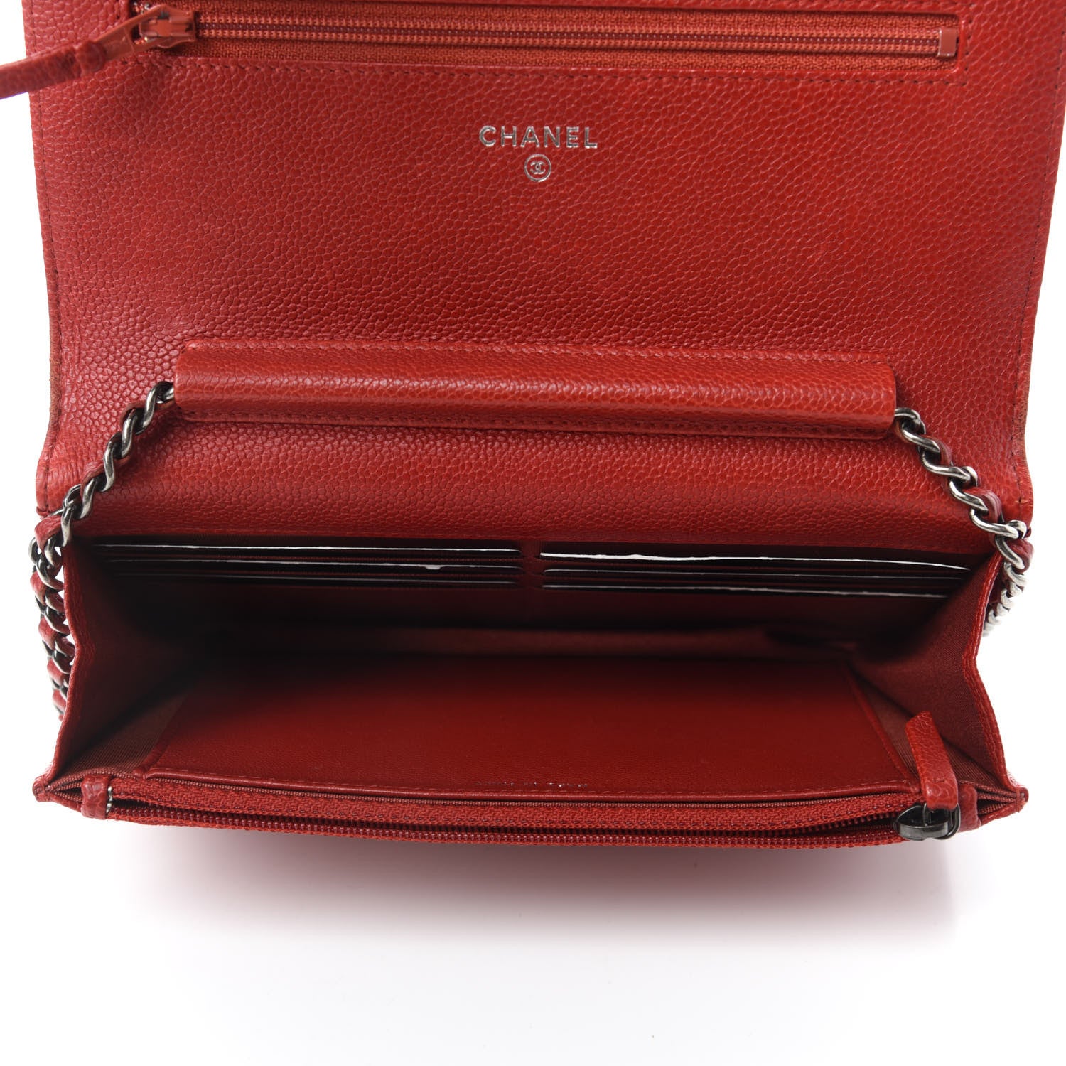 Chanel Caviar Quilted Boy Wallet On Chain WOC Red 5 of 13
