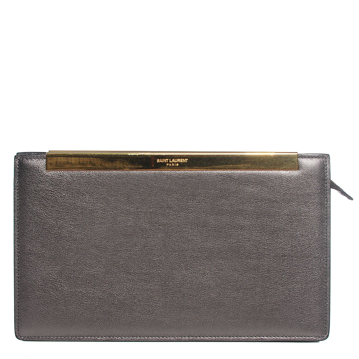 Metallic Calfskin Lutetia Clutch Gunmetal