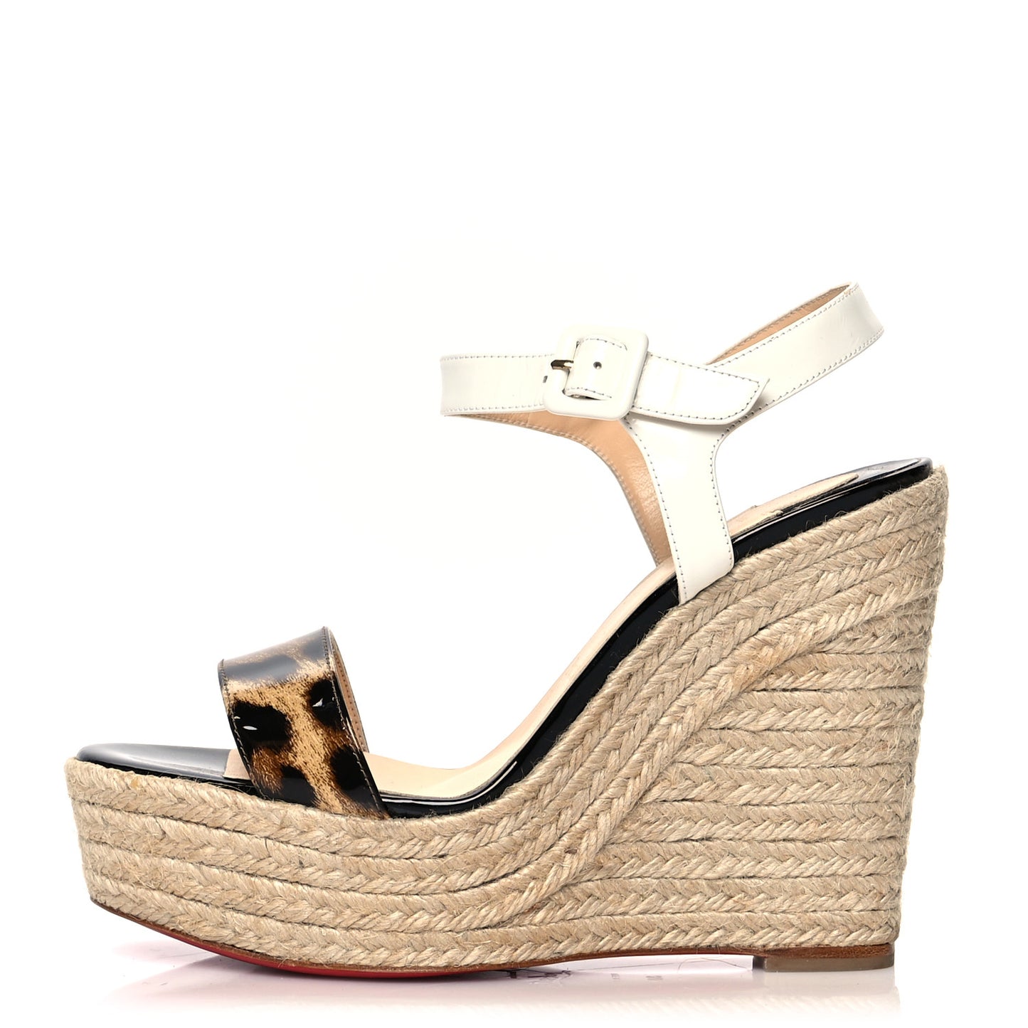 Patent Leopard Print Spachica 120 Wedge Sandals 38 Version Brown