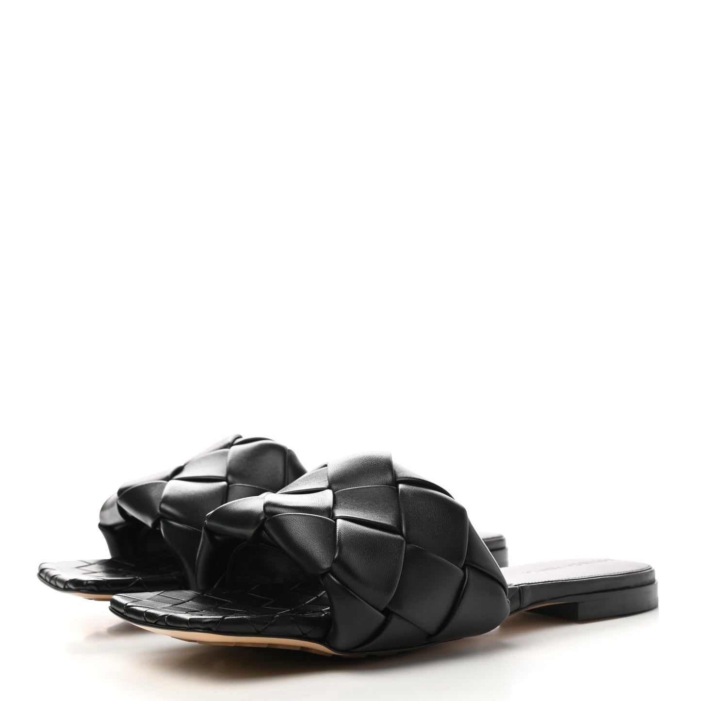 Nappa Maxi Intrecciato Lido Flat Sandals 39 Black