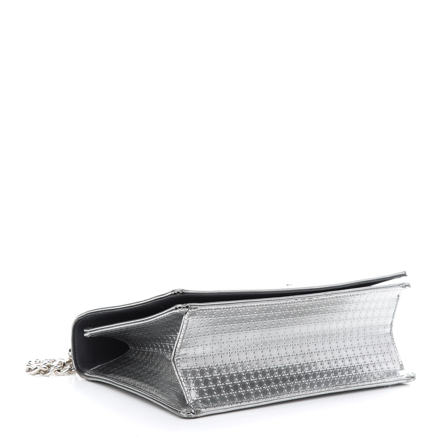 Christian Dior Metallic Patent Micro-Cannage Diorama Flap Bag Silver 4 of 9