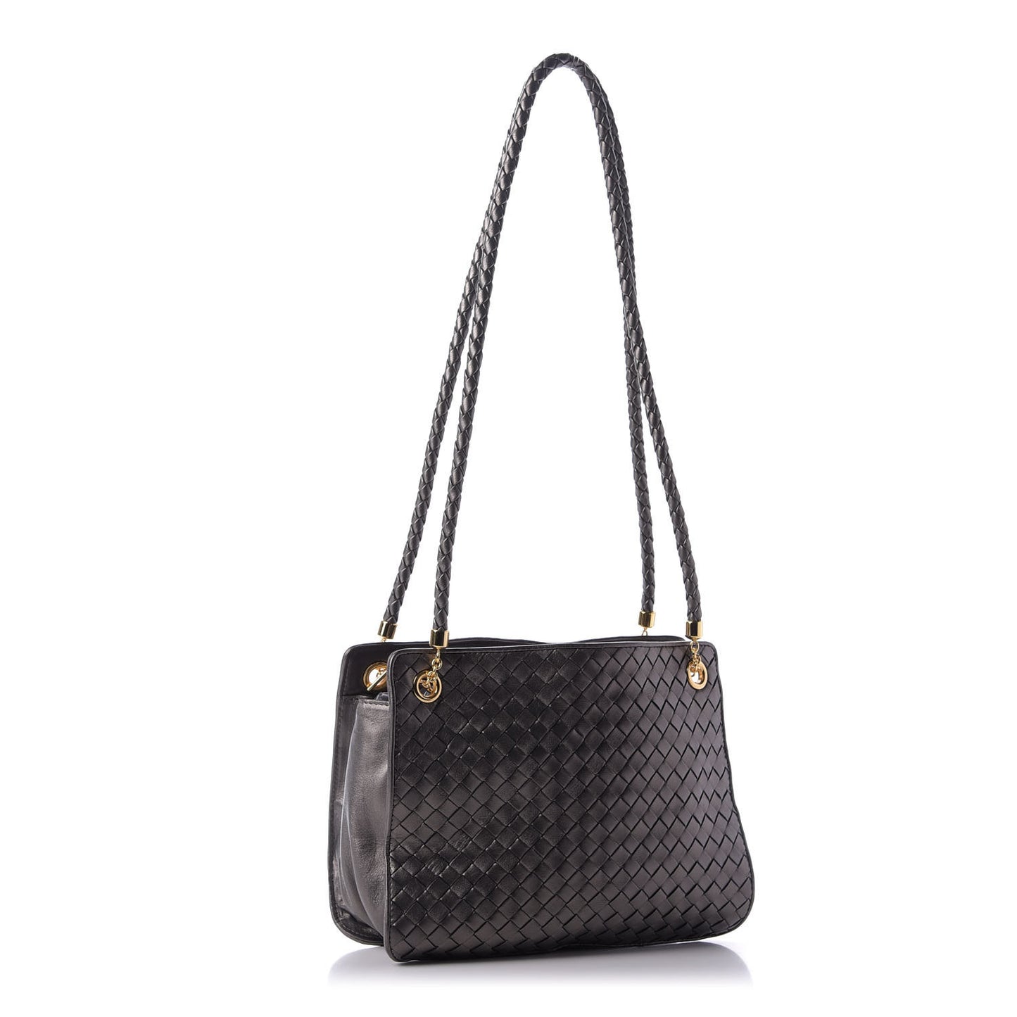 Metallic Nappa Intrecciato Shoulder Bag Bronze