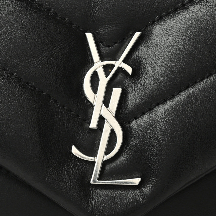 Calfskin Y Quilted Monogram Toy Loulou Crossbody Bag Black